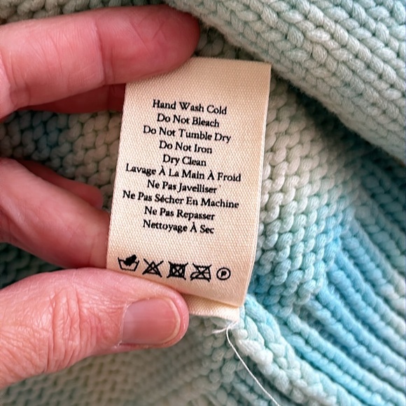 Loveshackfancy Florrie Zip Up Jacket - Soft Aqua Hand DyeTiedye Cardigan Sweater - Picture 16 of 16